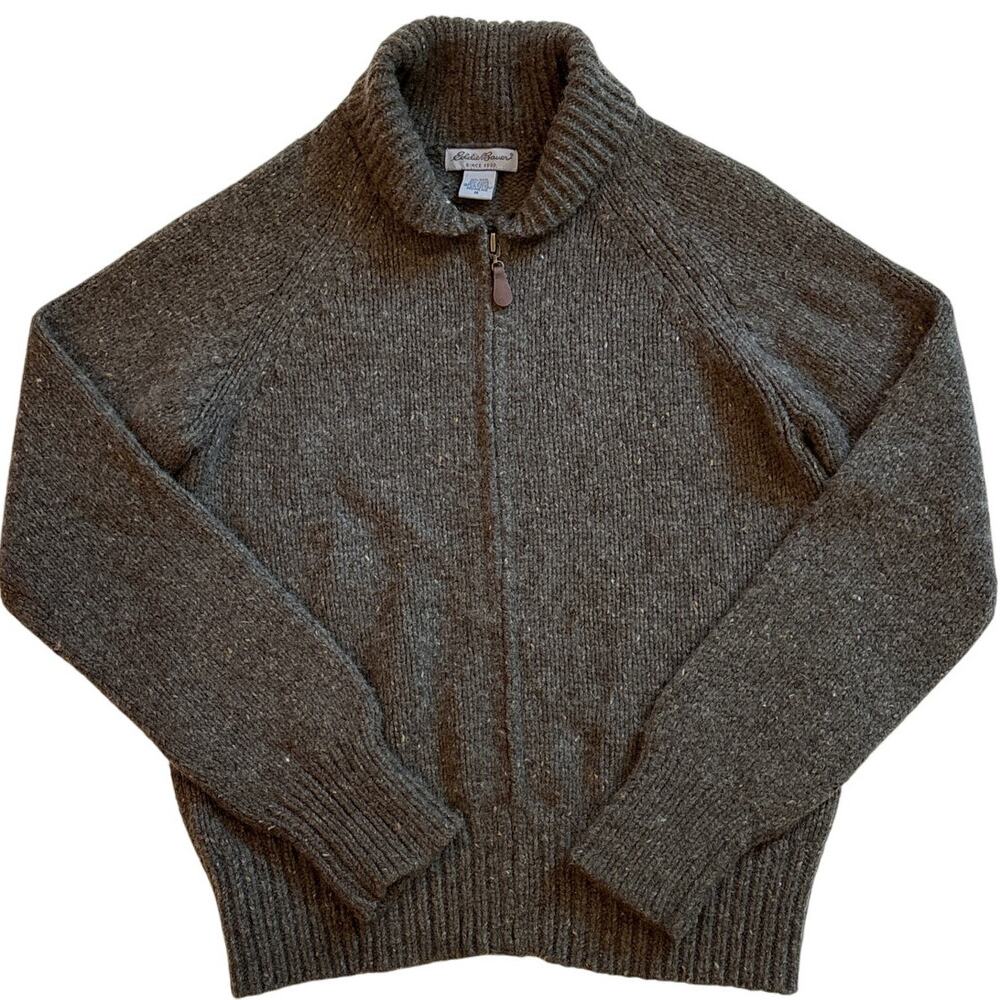 Eddie Bauer Sweater Womens Med Green Cardigan Wool Blend Full Zip Australia made